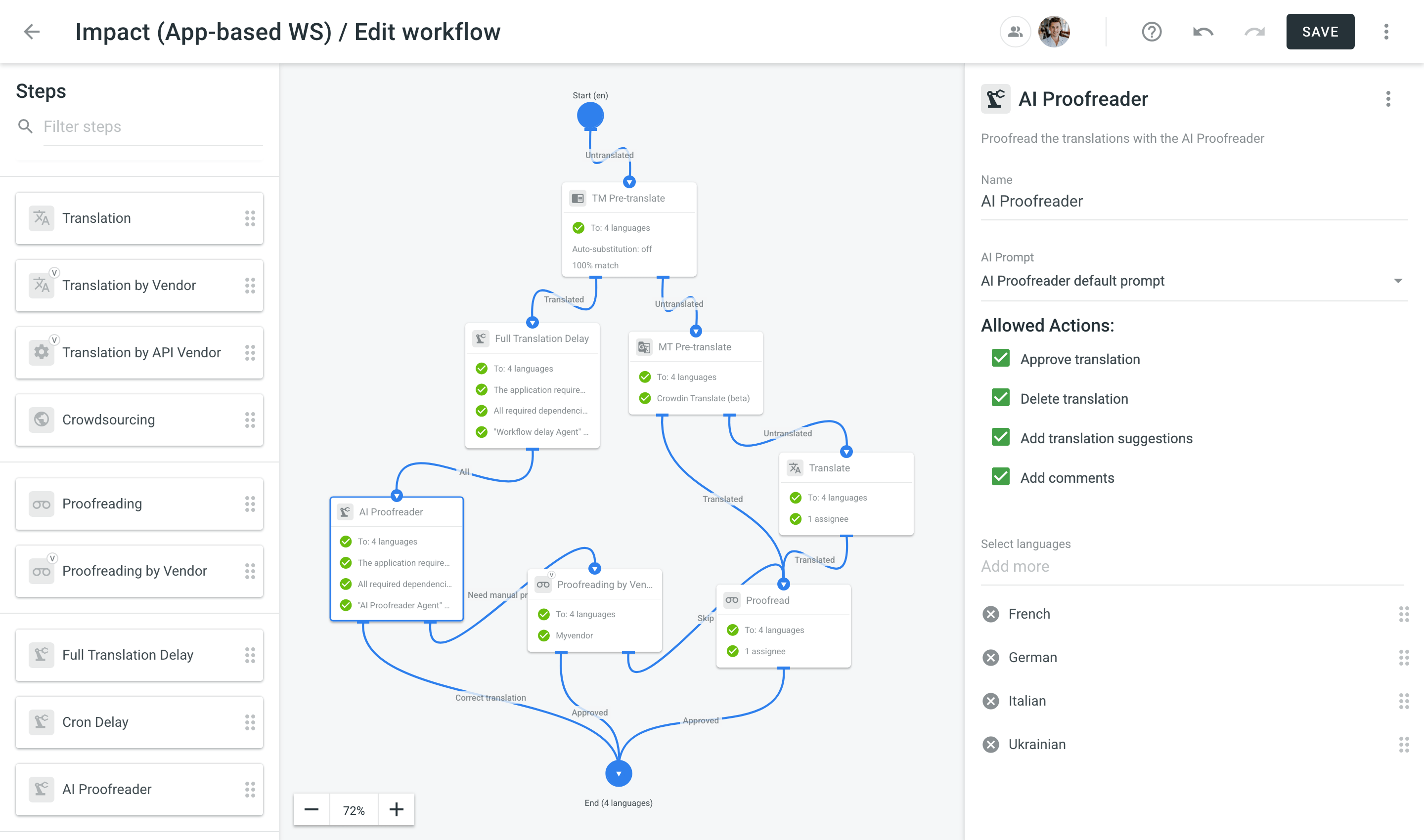 AI Proofreader in a localization workflow