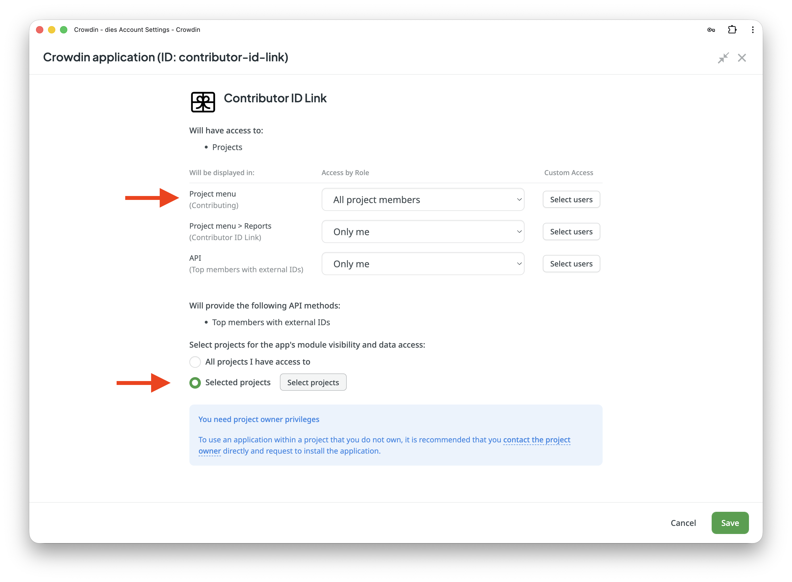 Installing and configuring Crowdin app