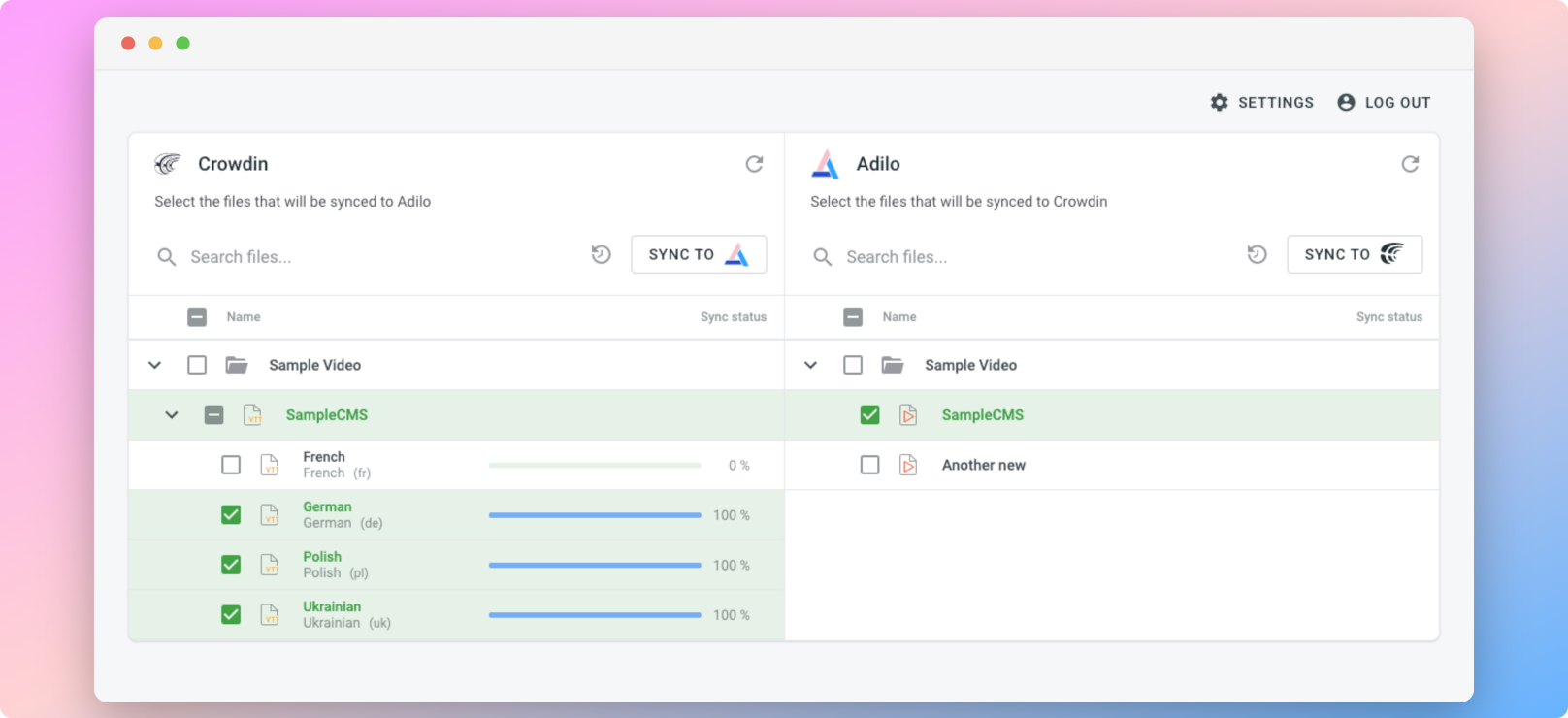 Adilo translation synchronization. Adilo translation synchronization