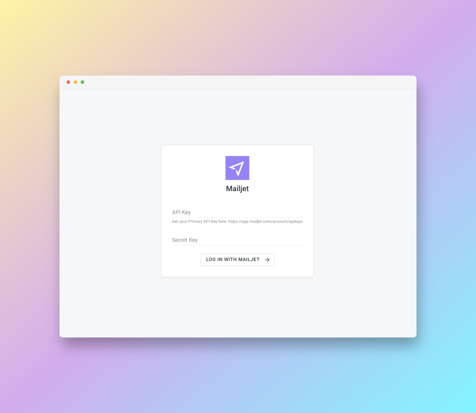 Mailjet configuration. Screenshot