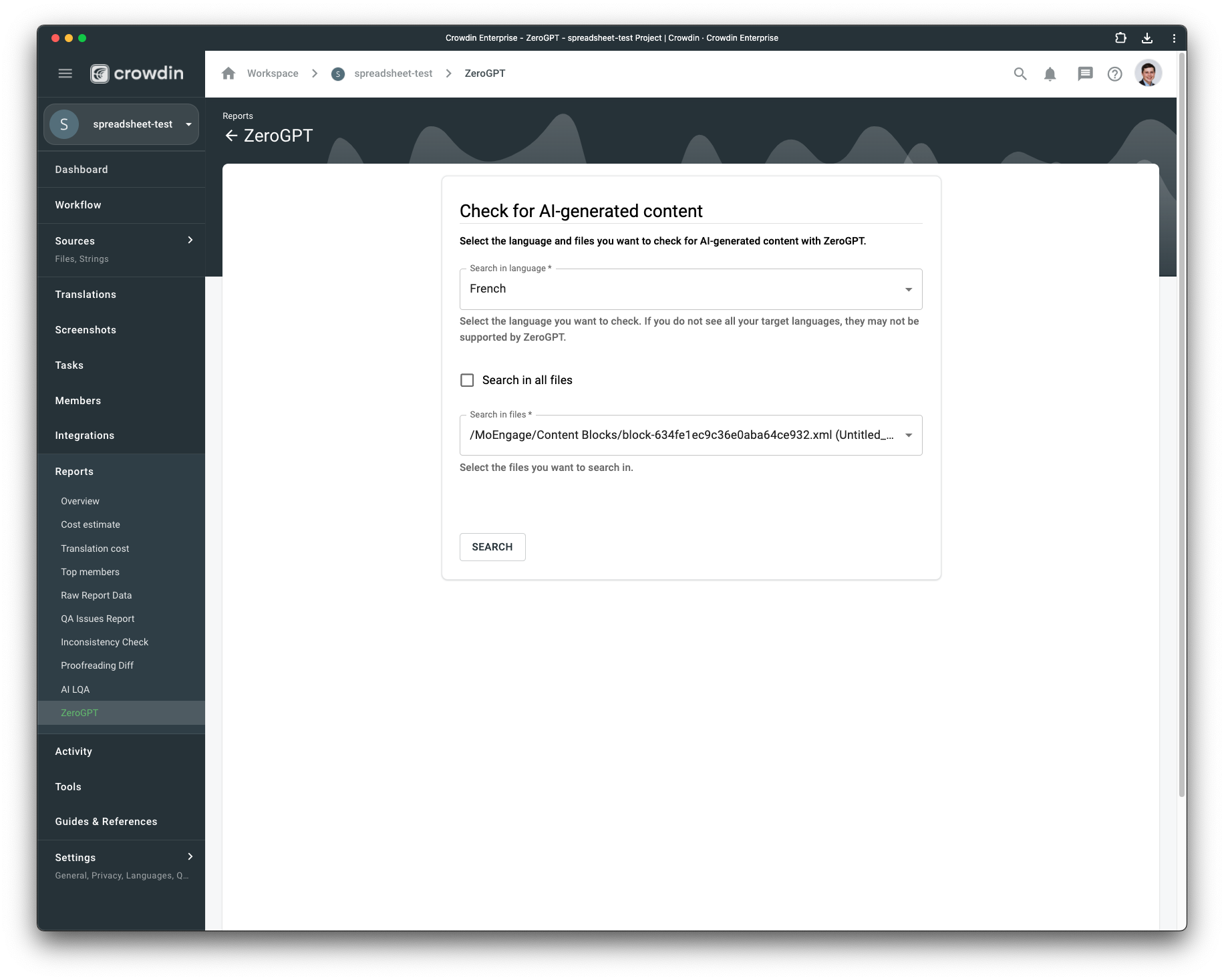Check for AI generated translations