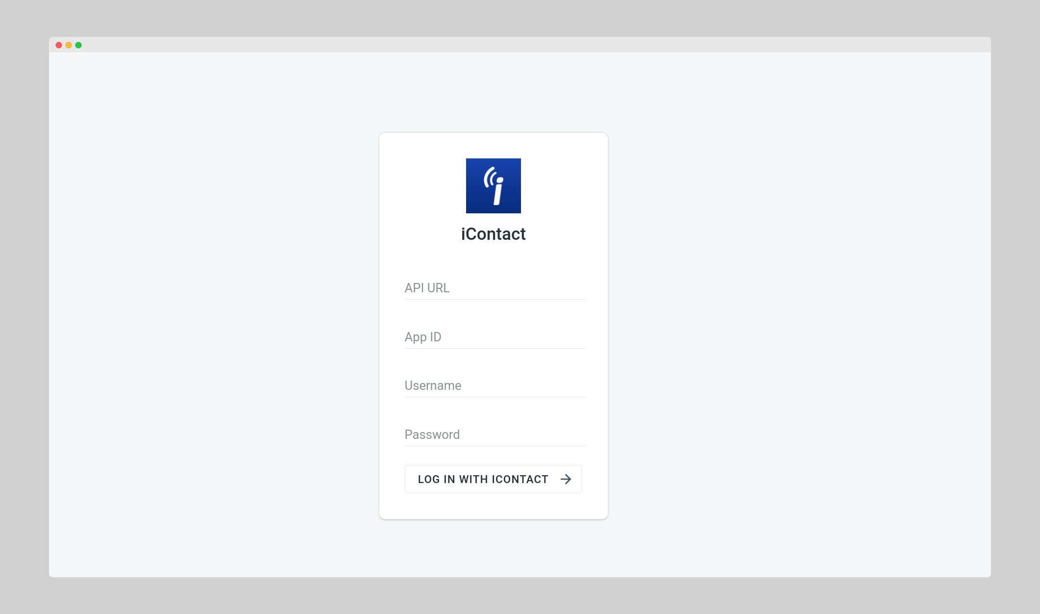 iContact configuration. Screenshot