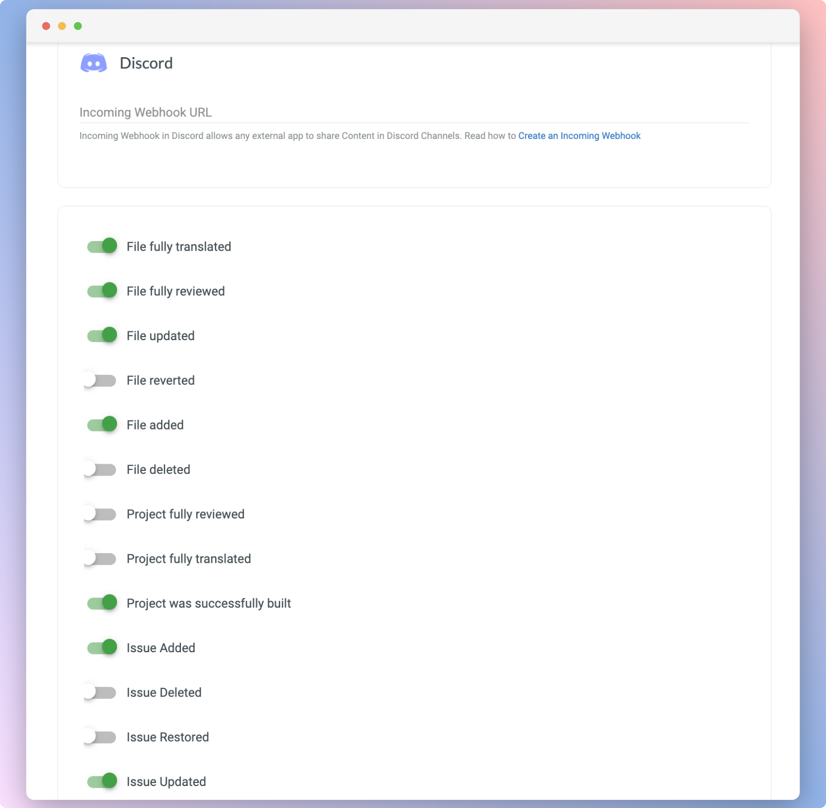 Discord Integration. Screenshot