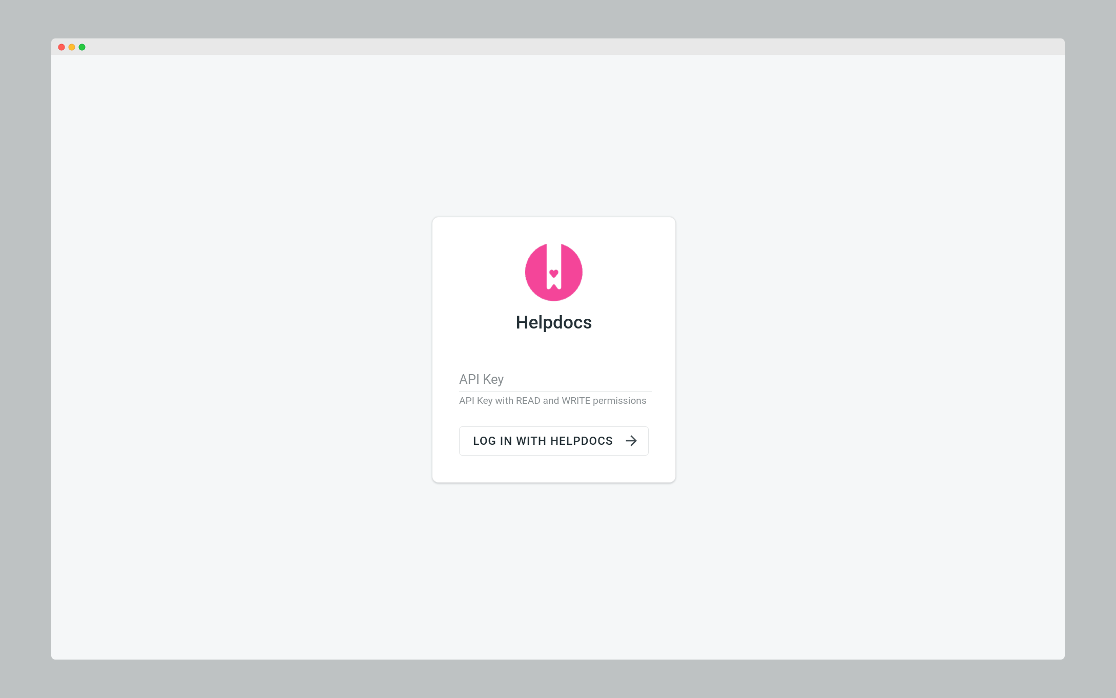 HelpDocs configuration. Screenshot