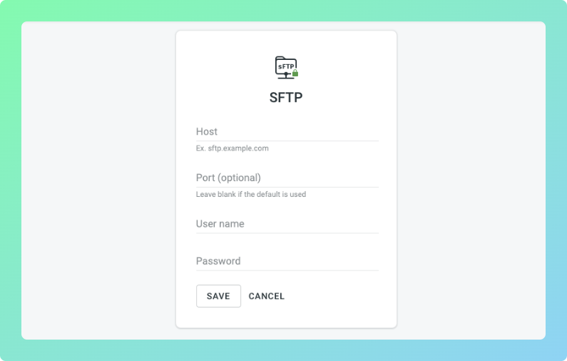 SFTP configuration. Screenshot