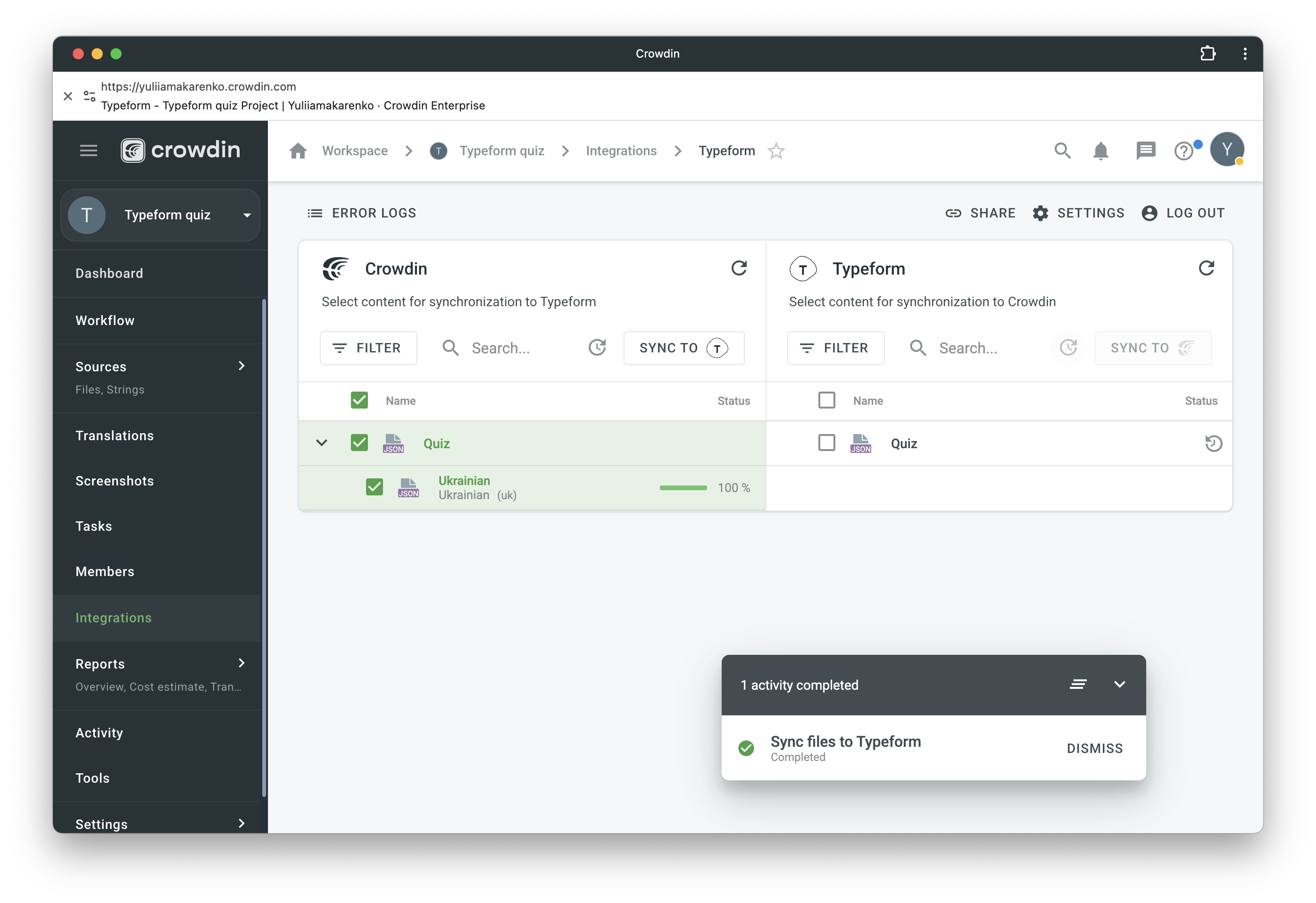 Typeform translation synchronization.