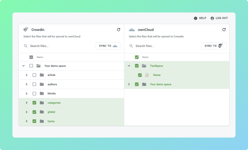 ownCloud translation synchronization. Screenshot