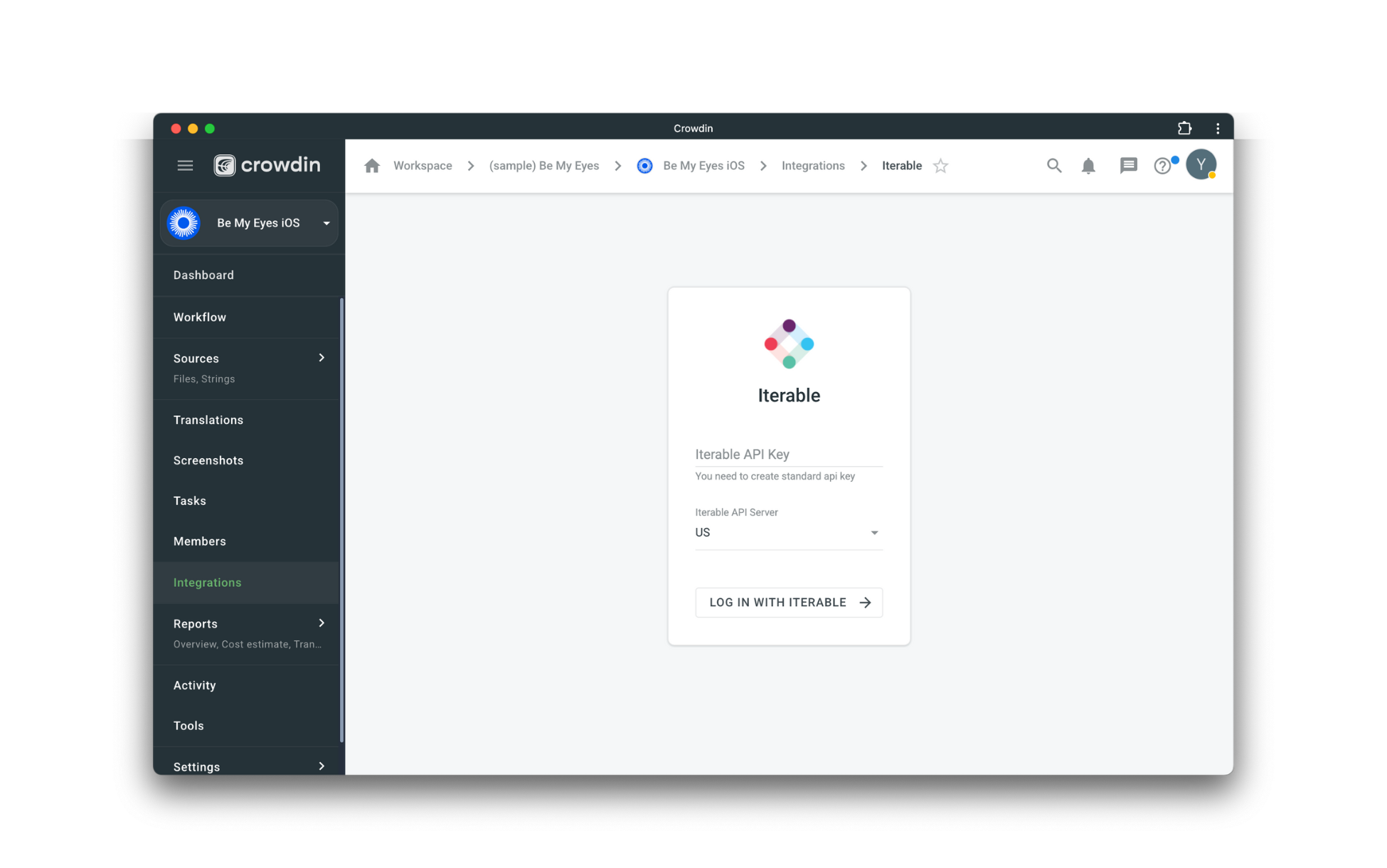 Crowdin - Iterable translation configuration