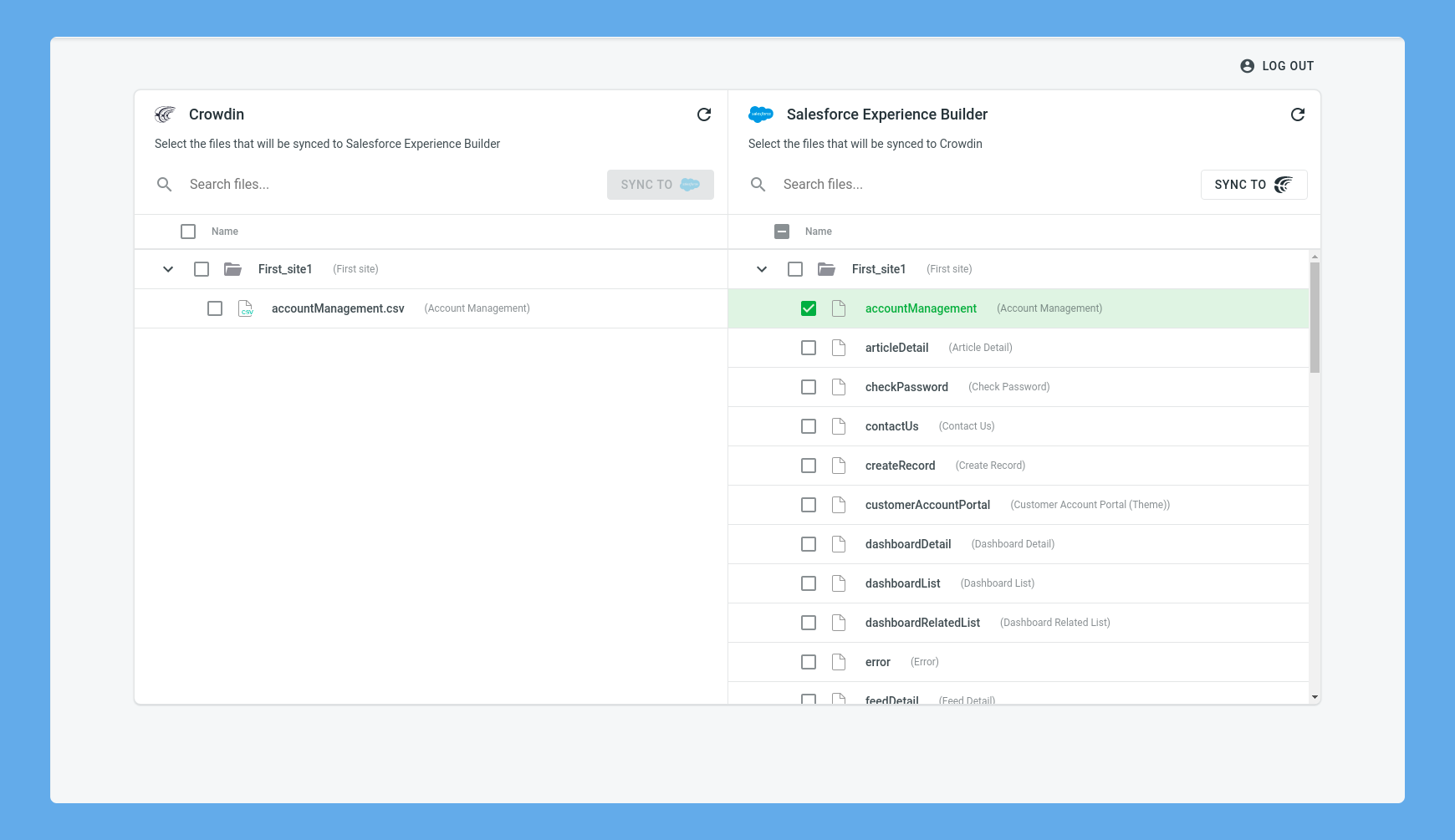 Salesforce Experience Builder translation synchronization. Screenshot