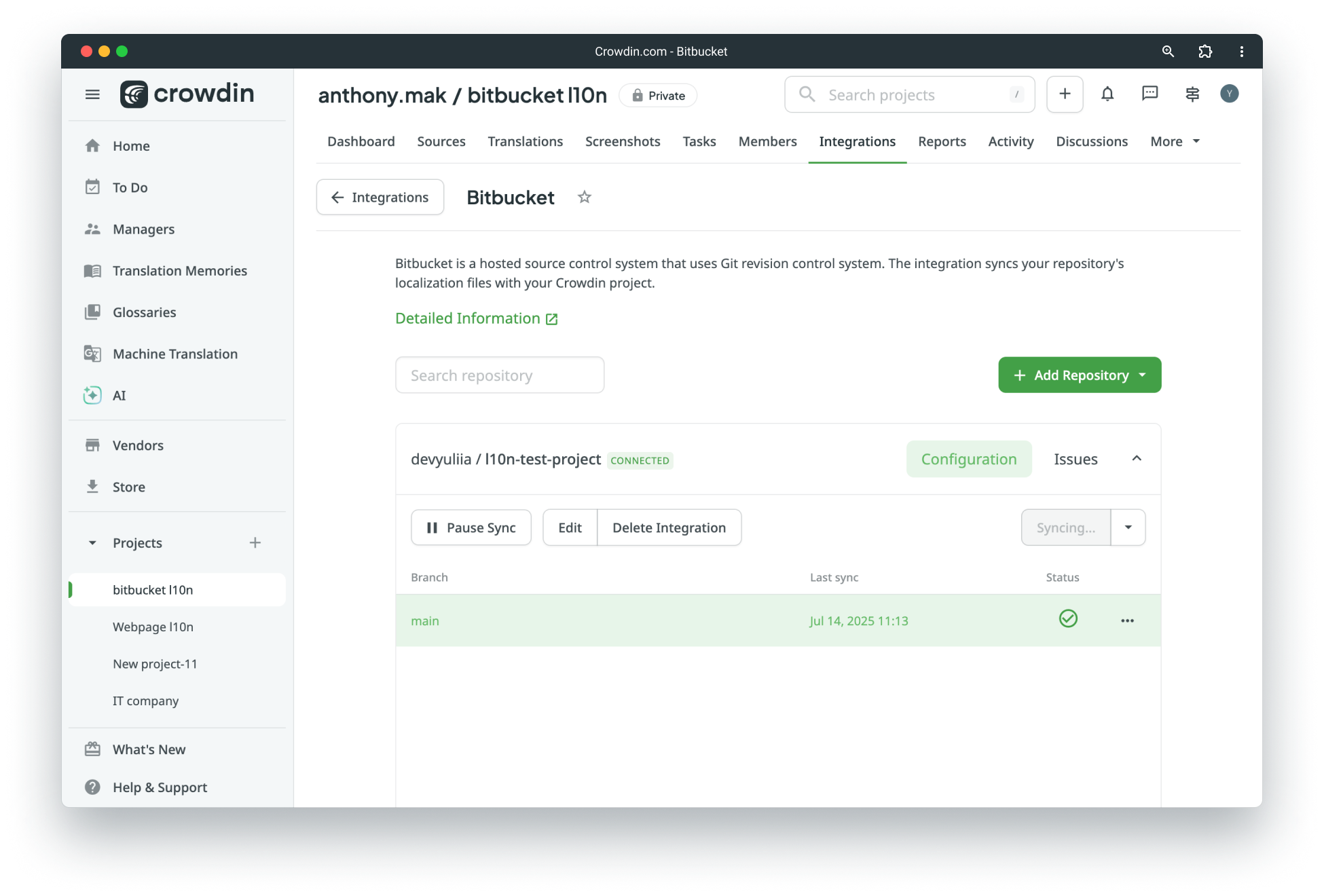 Sync content to Crowdin