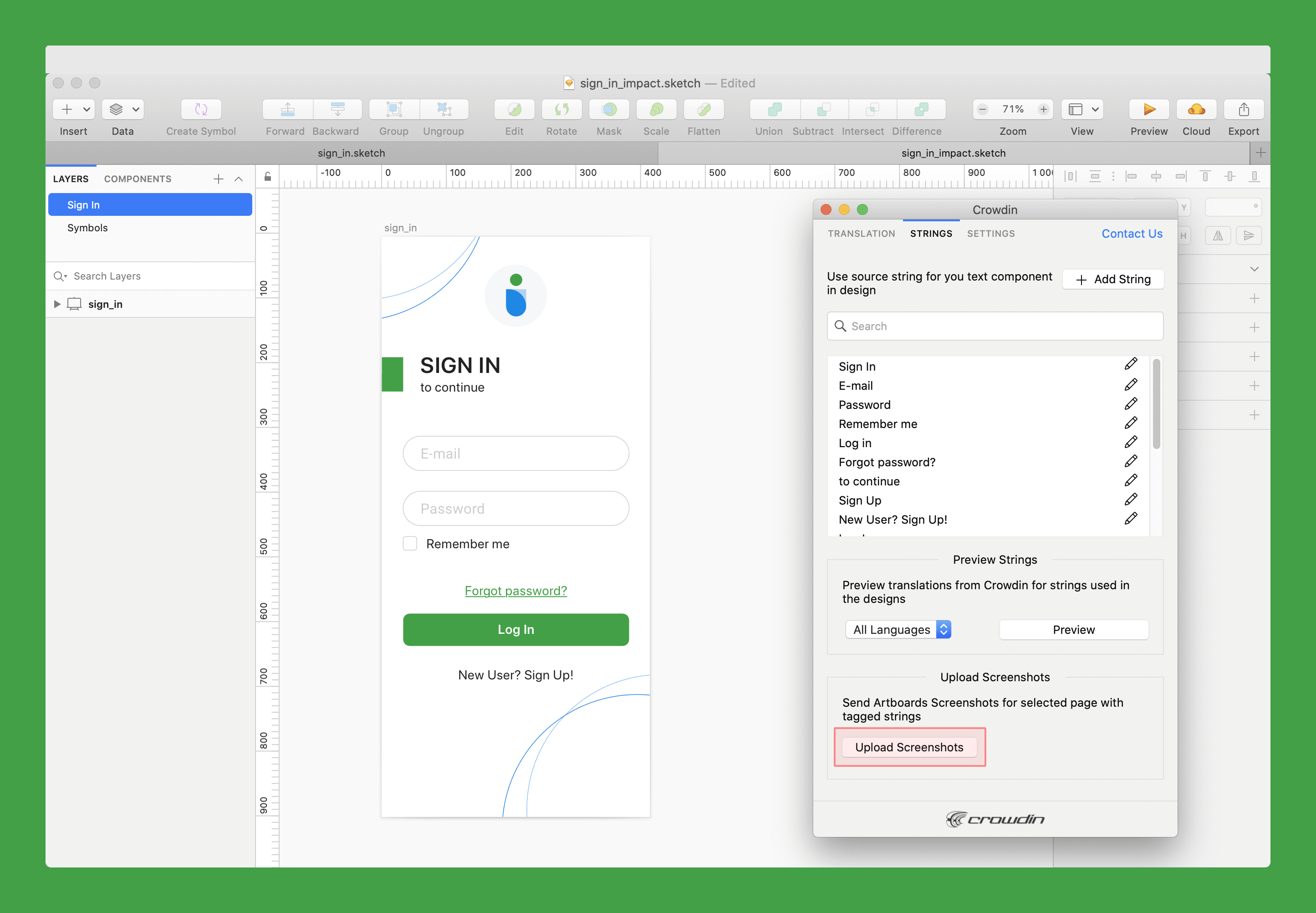 Sketch Translation, Sketch integration with Crowdin UI