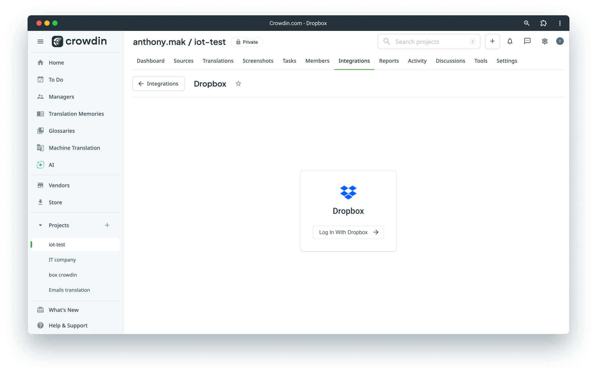 Dropbox configuration