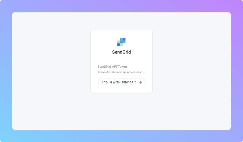 SendGrid configuration. Screenshot