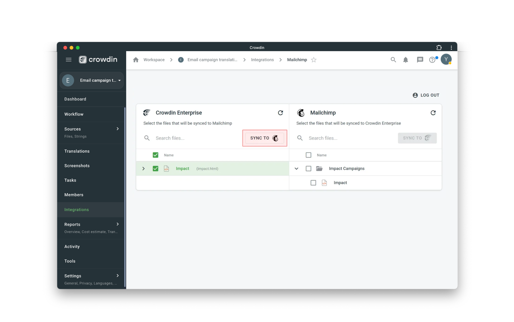 Sync back translated emails from Crowdin to MailChimp
