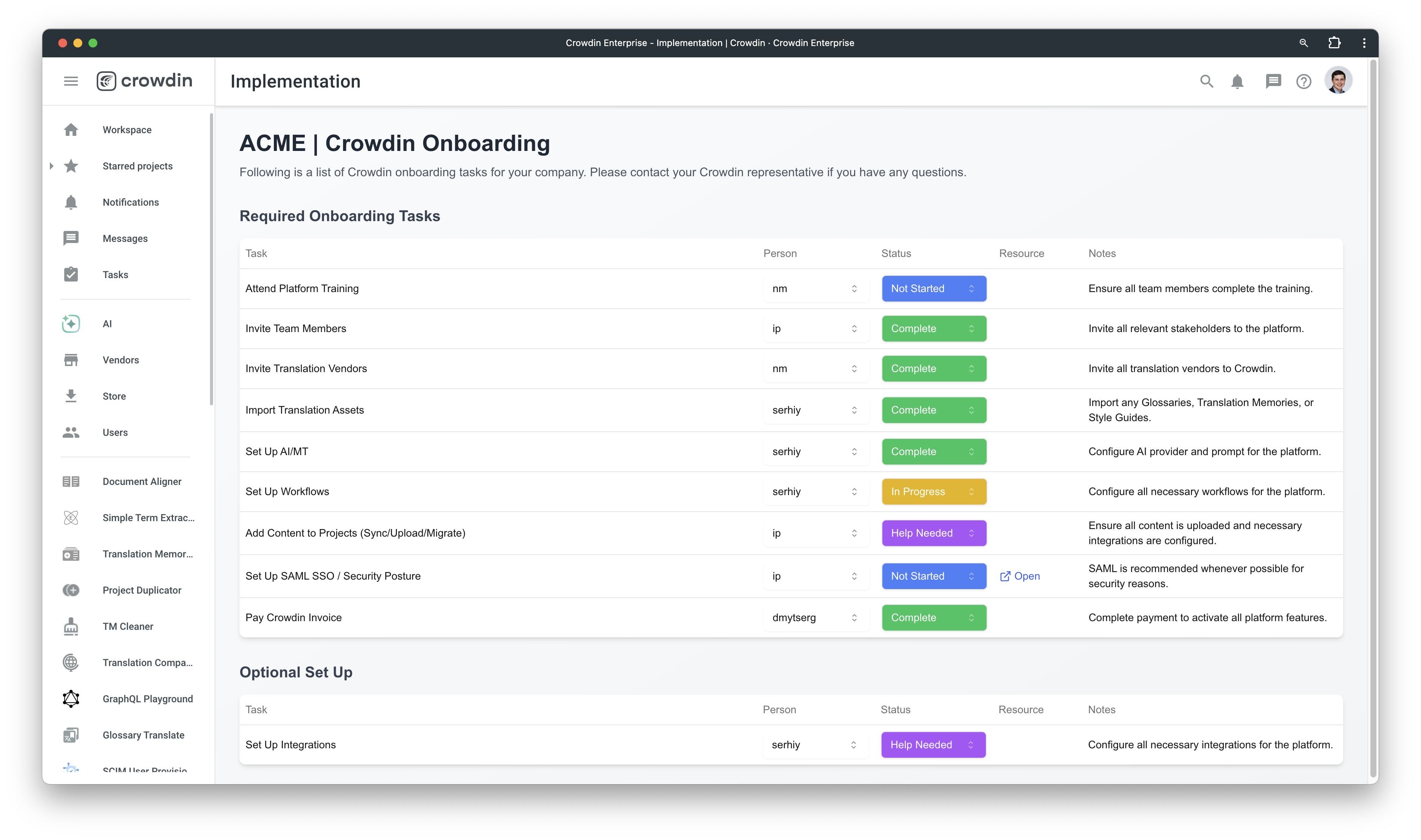Crowdin Implementation Task Manager App