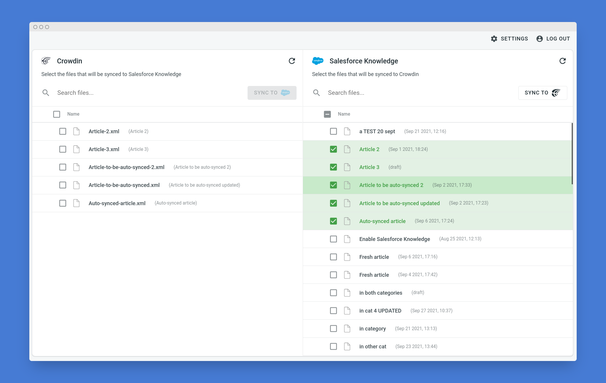 Salesforce Knowledge translation synchronization. Import Salesforce Knowledge content for translation