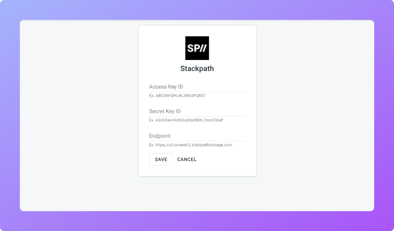Stackpath configuration. Screenshot