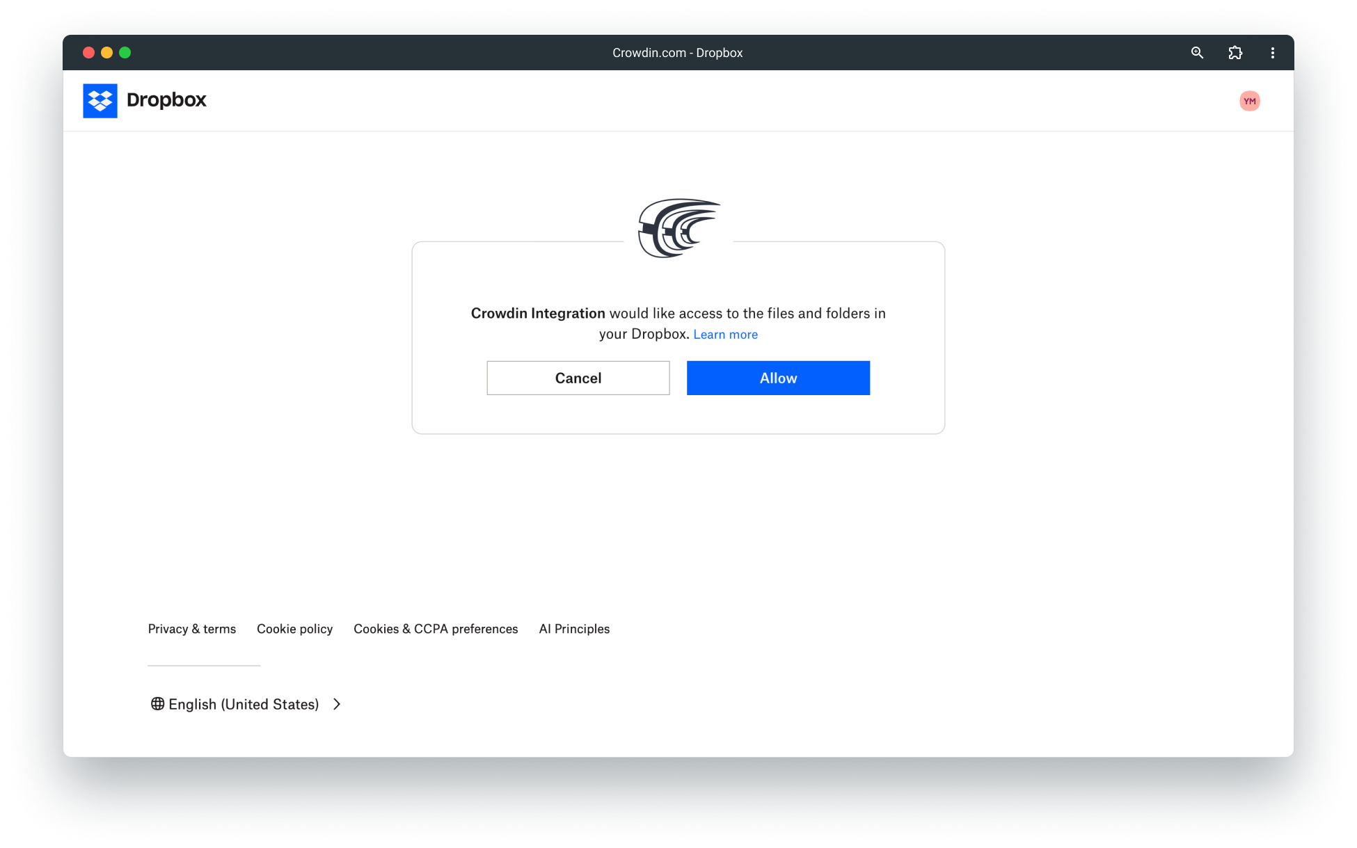 Allow access to your files