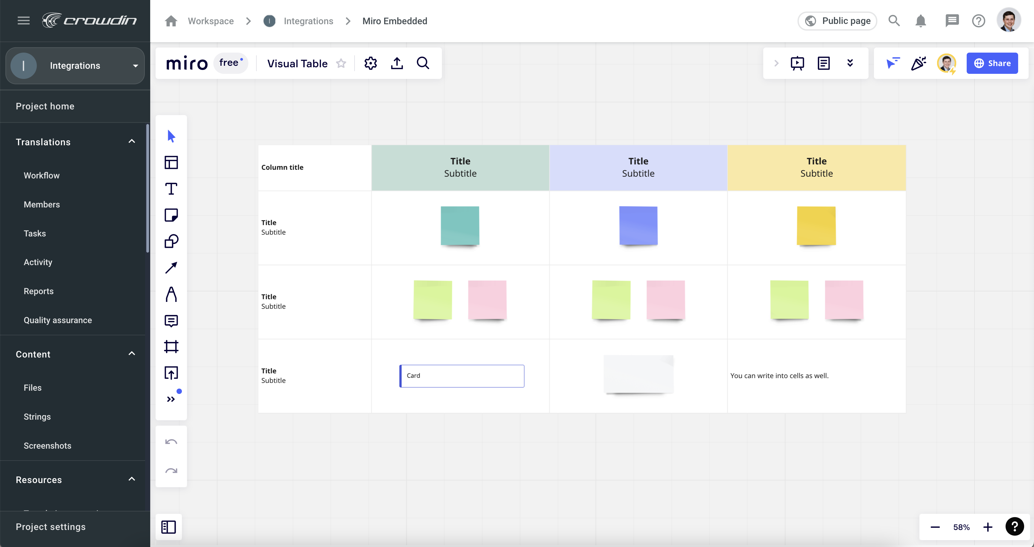 Miro Embedded. Screenshot