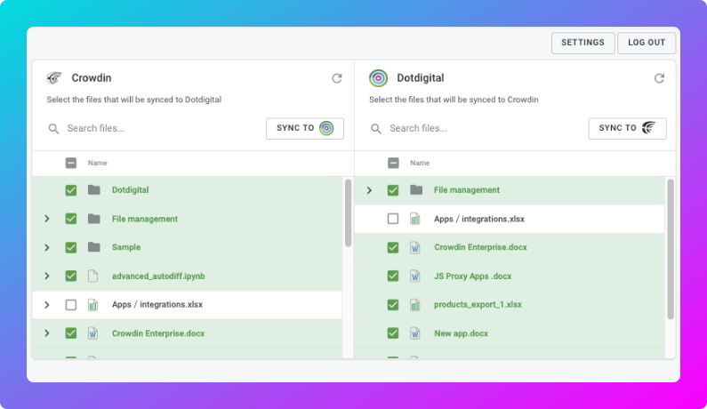 Dotdigital translation synchronization. Screenshot