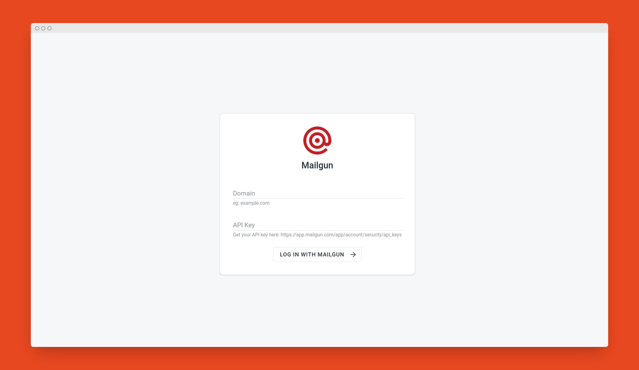 Mailgun configuration. Screenshot