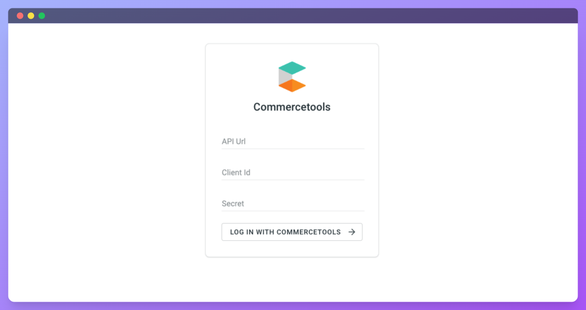 Commercetools configuration. Screenshot