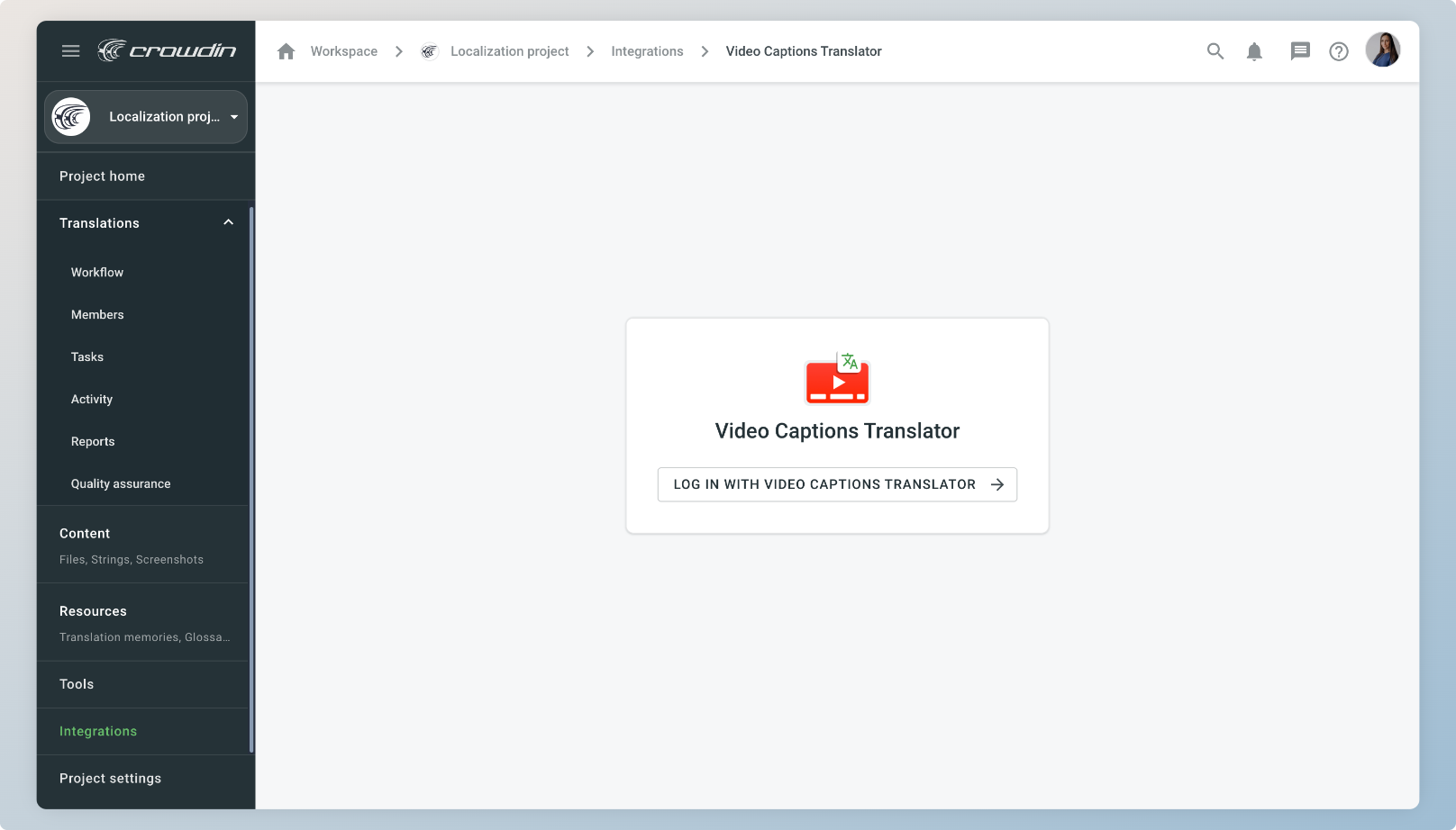YouTube configuration. Youtube captions translator configuration