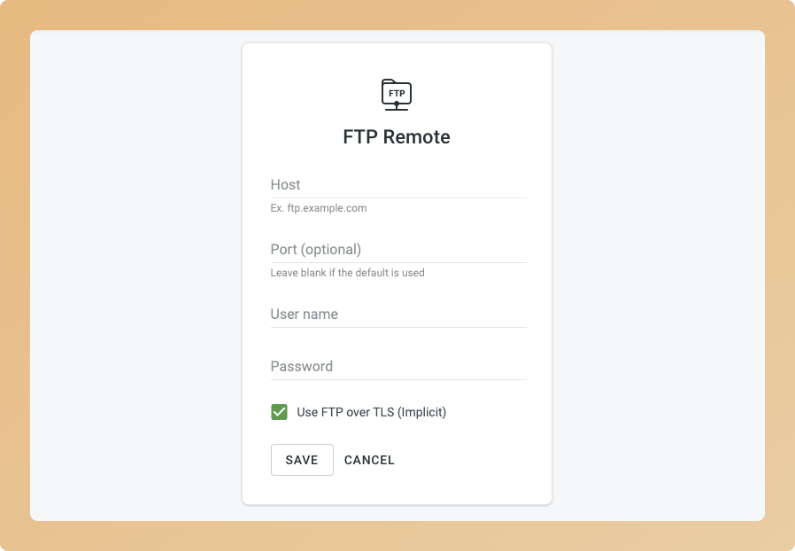 FTP Remote configuration. Screenshot