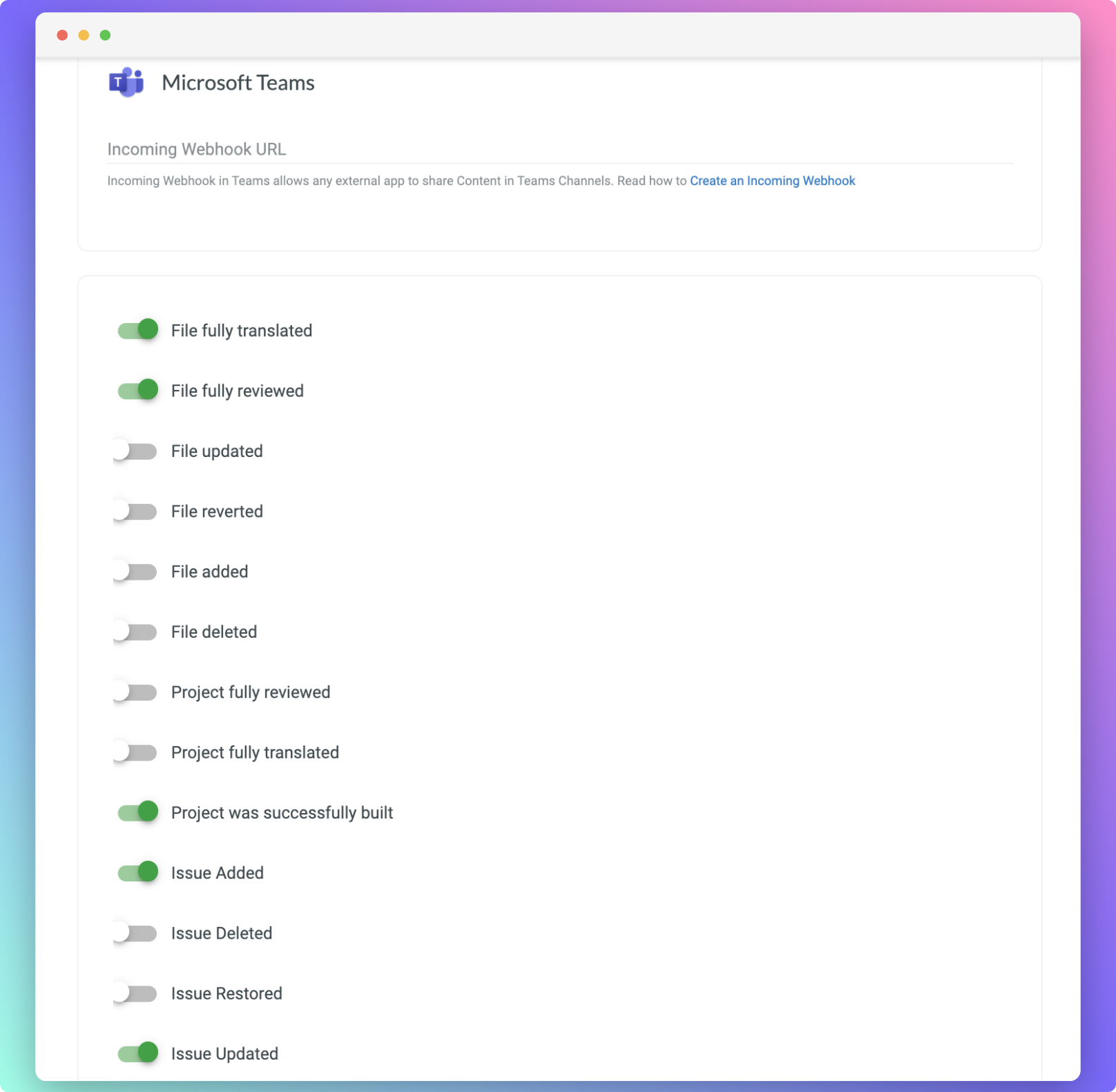 Microsoft Teams Integration. Screenshot