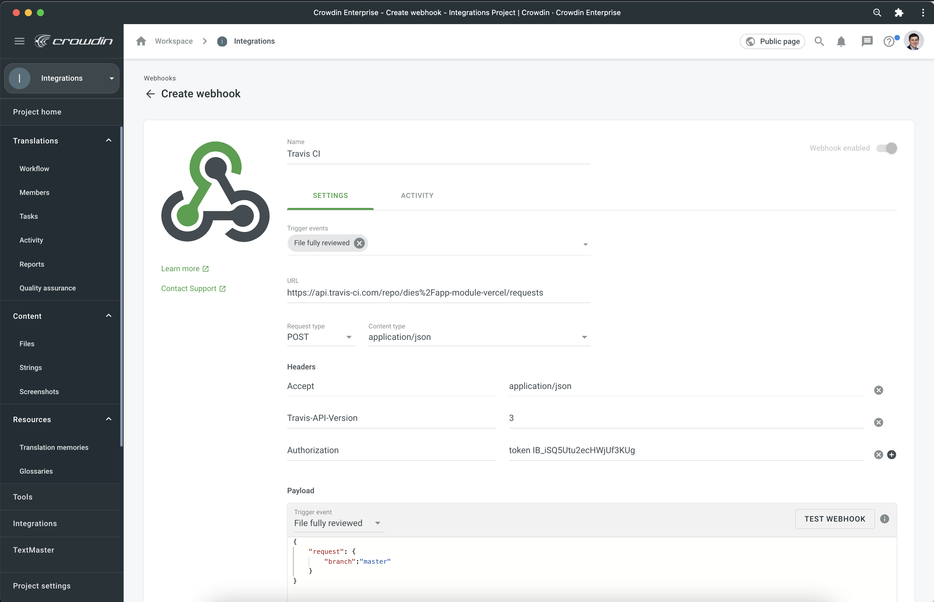 Crowdin Travis CI Integration