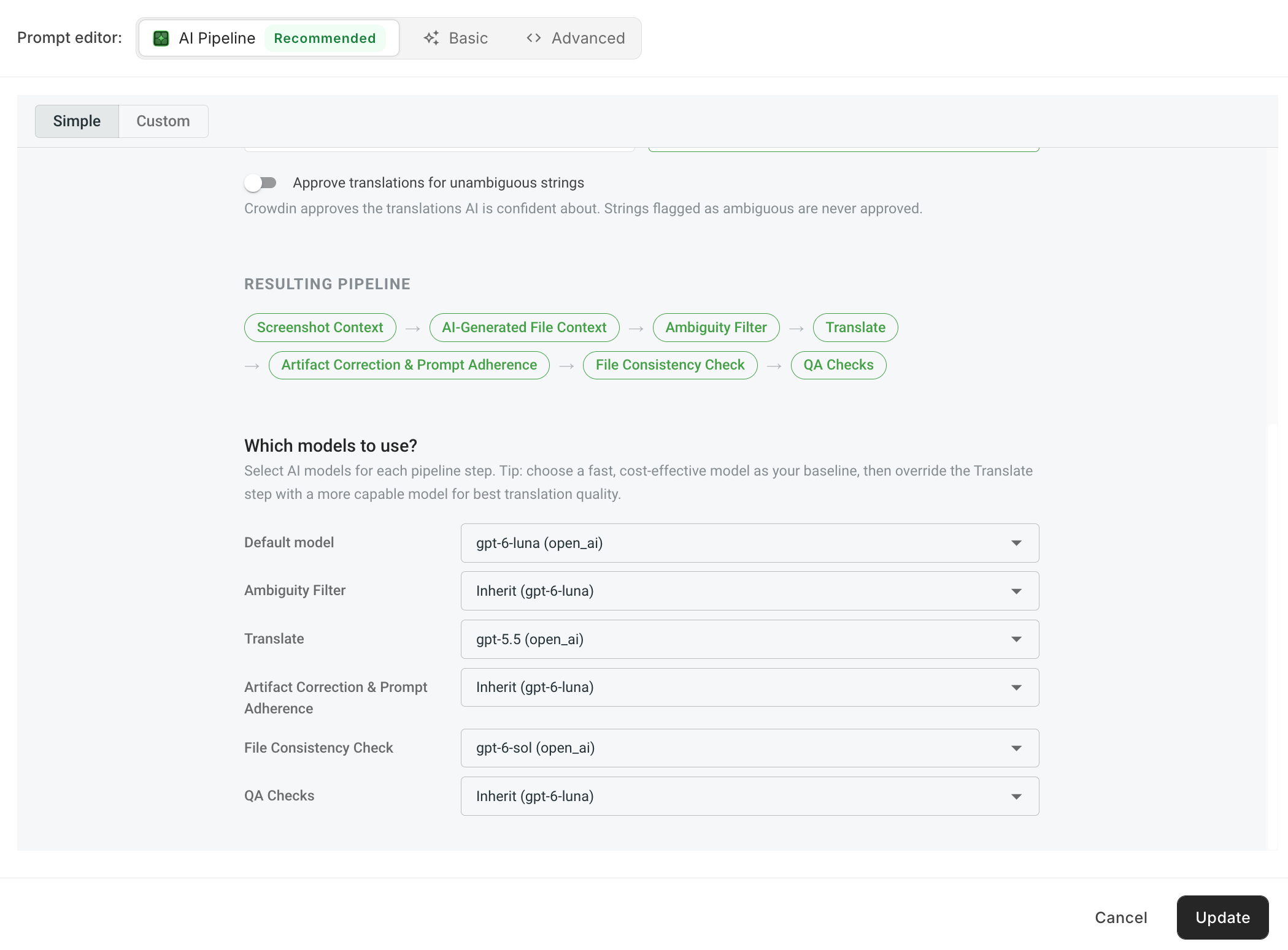 AI Pipeline in Crowdin with GPT models