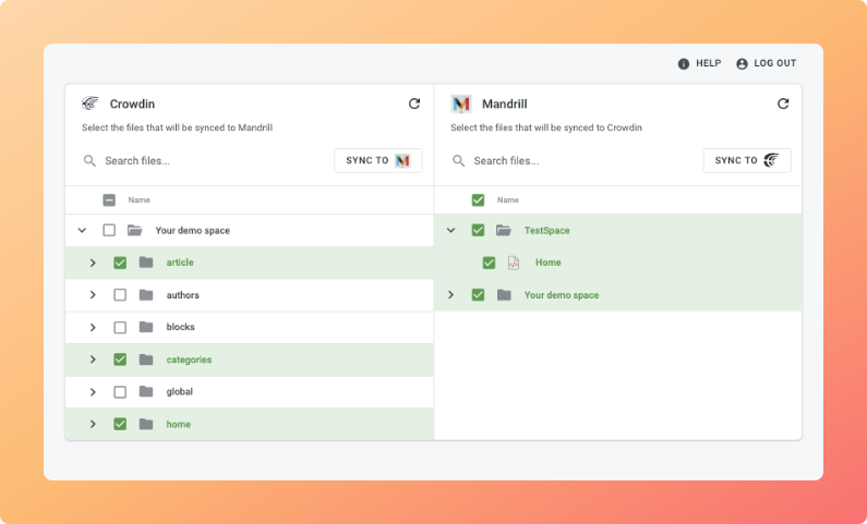 Mandrill translation synchronization. Screenshot