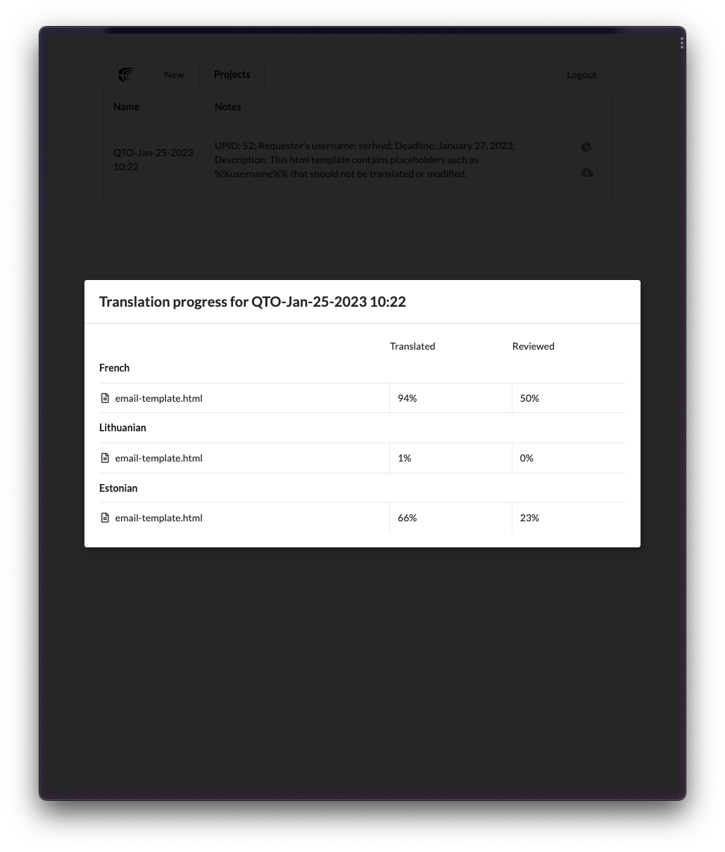 Realtime Translation Progress in Crowdin Client Portal