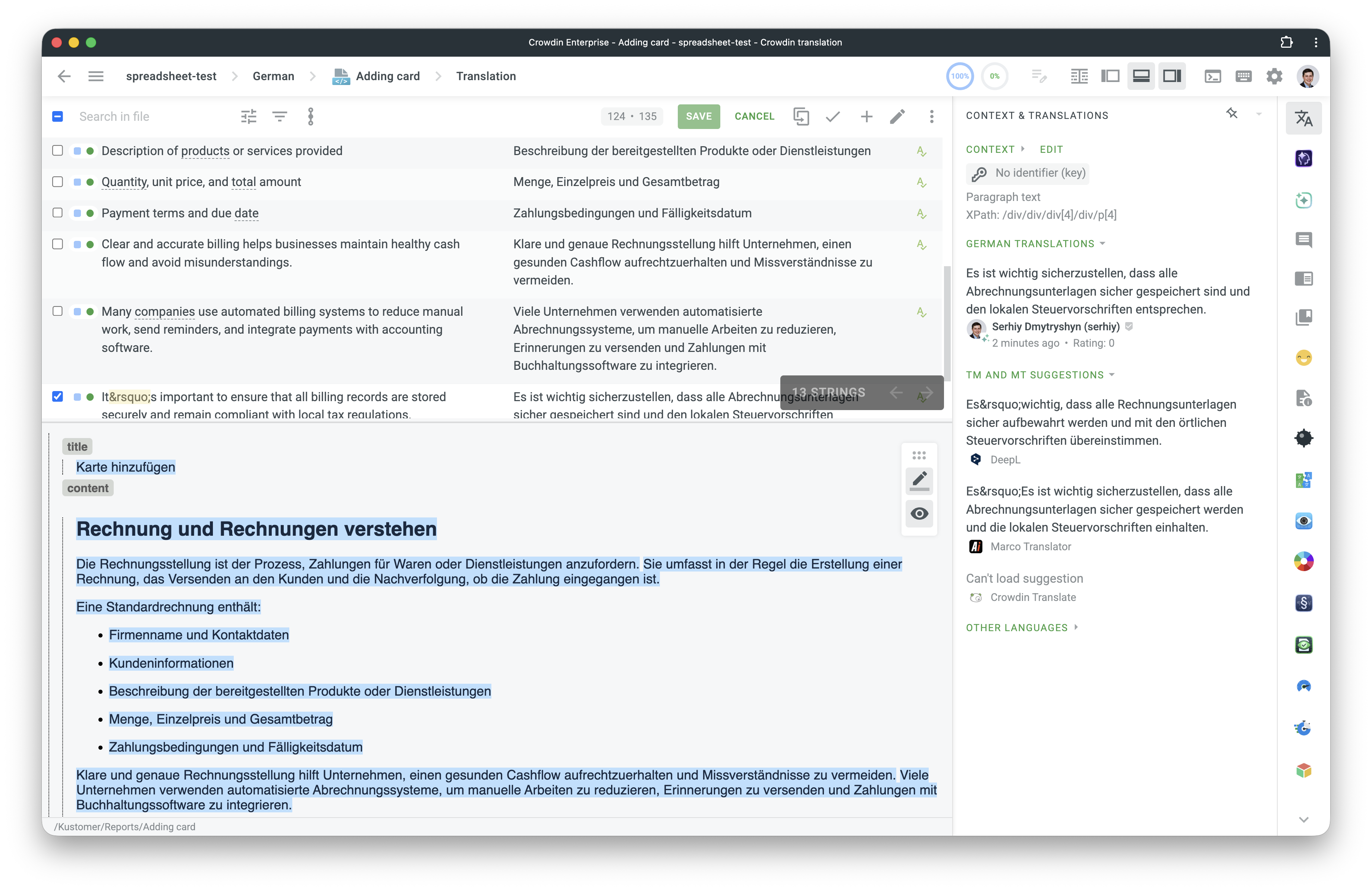 Kustomer content translation in Crowdin