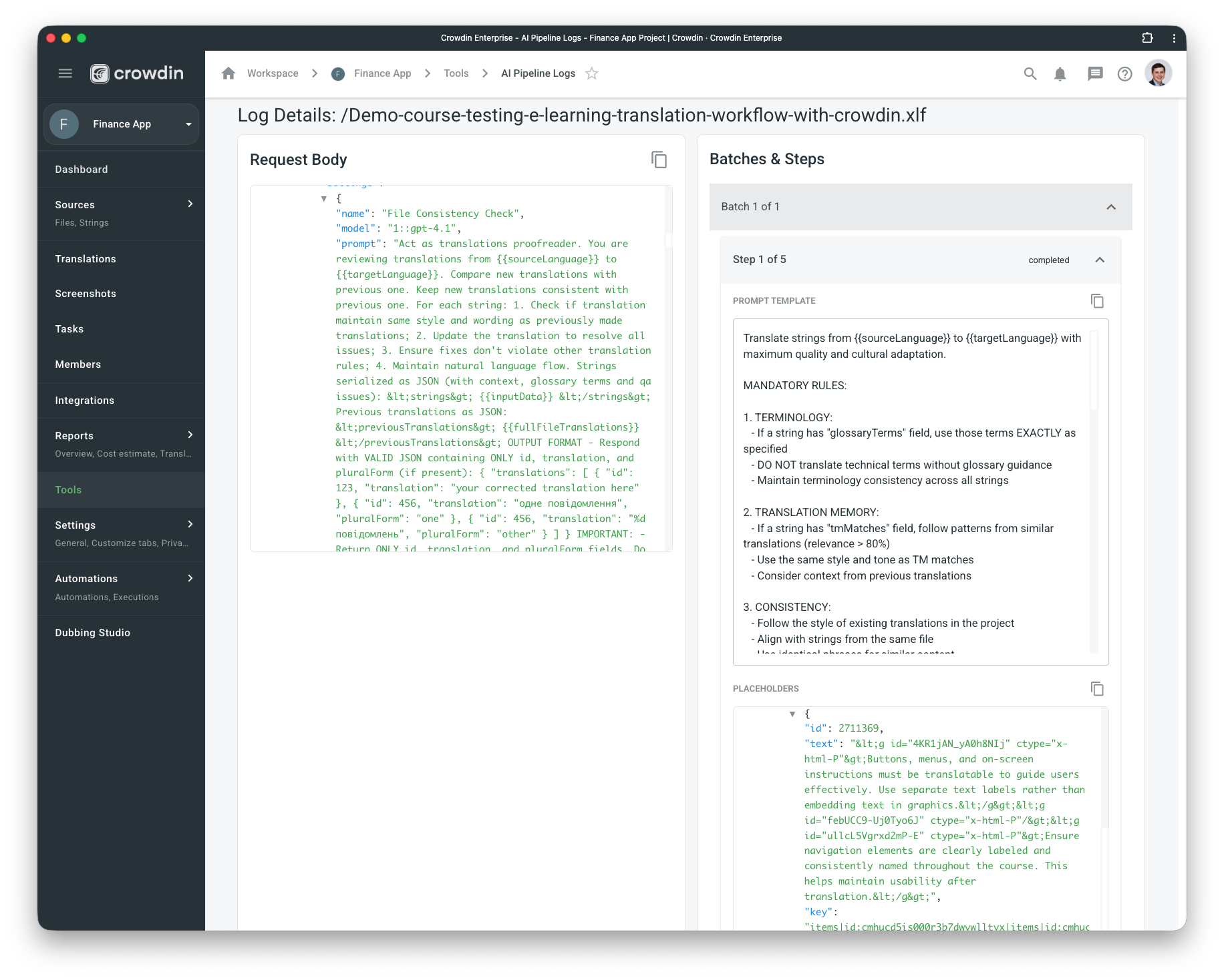 Debugging AI output in Crowdin