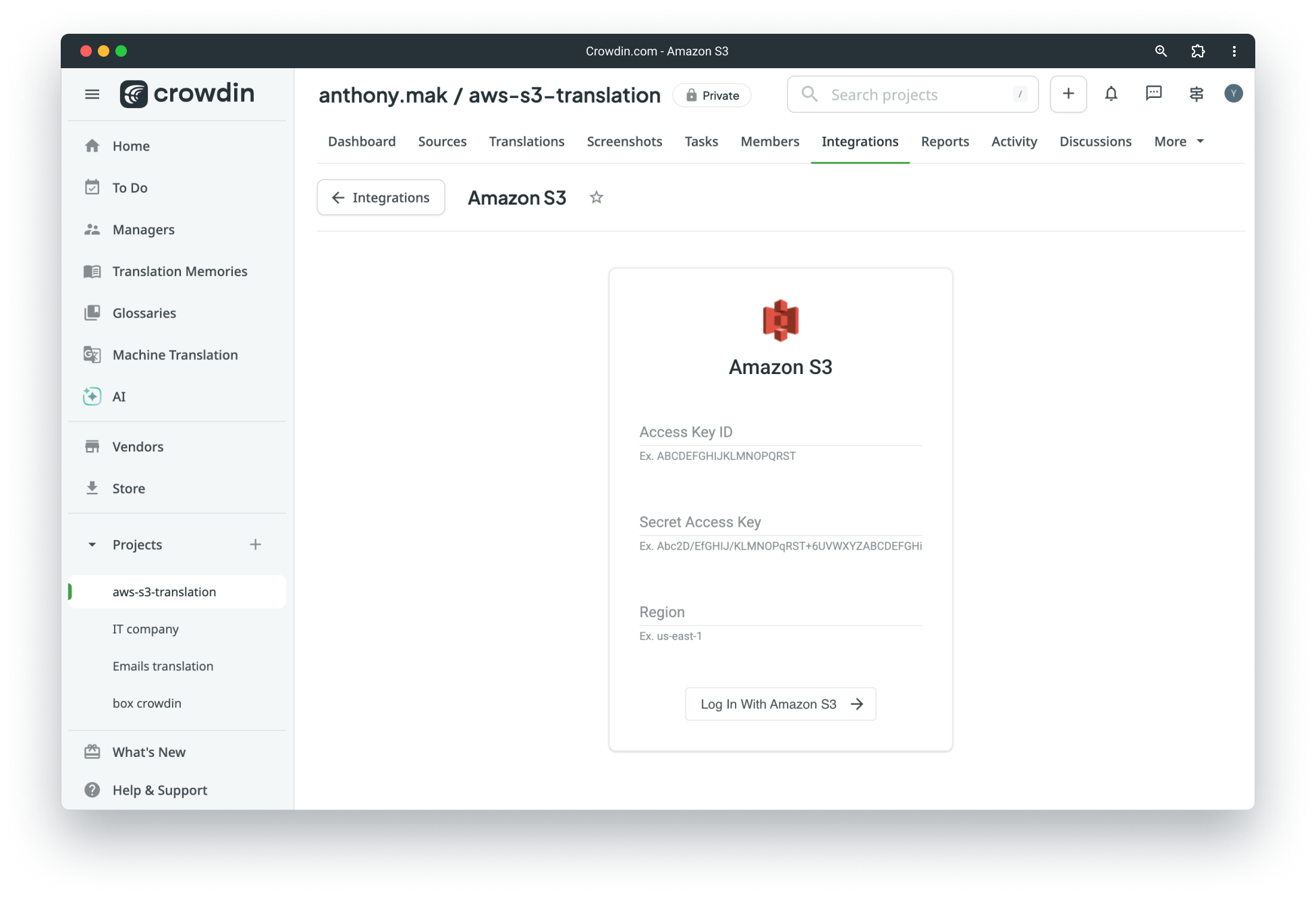 Amazon AWS S3 configuration