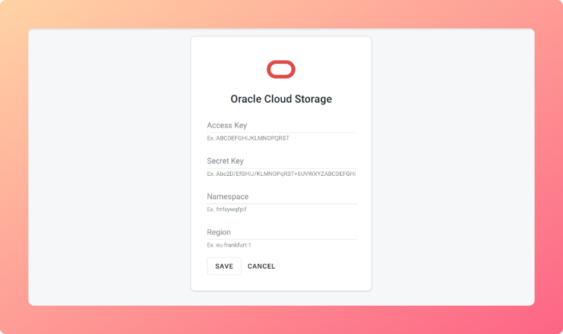 Oracle File Storage configuration. Screenshot