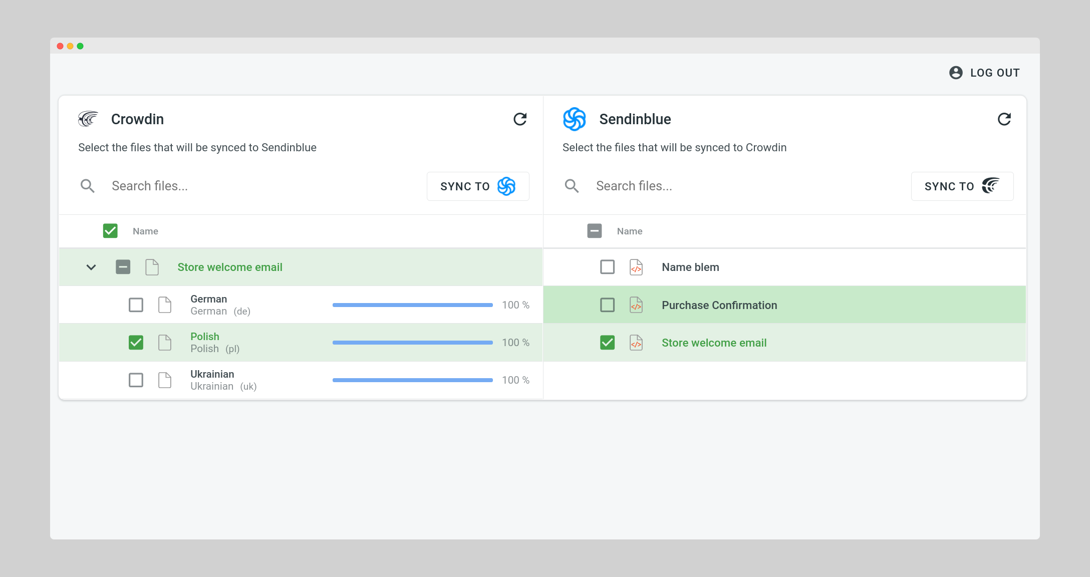 Brevo translation synchronization. Screenshot