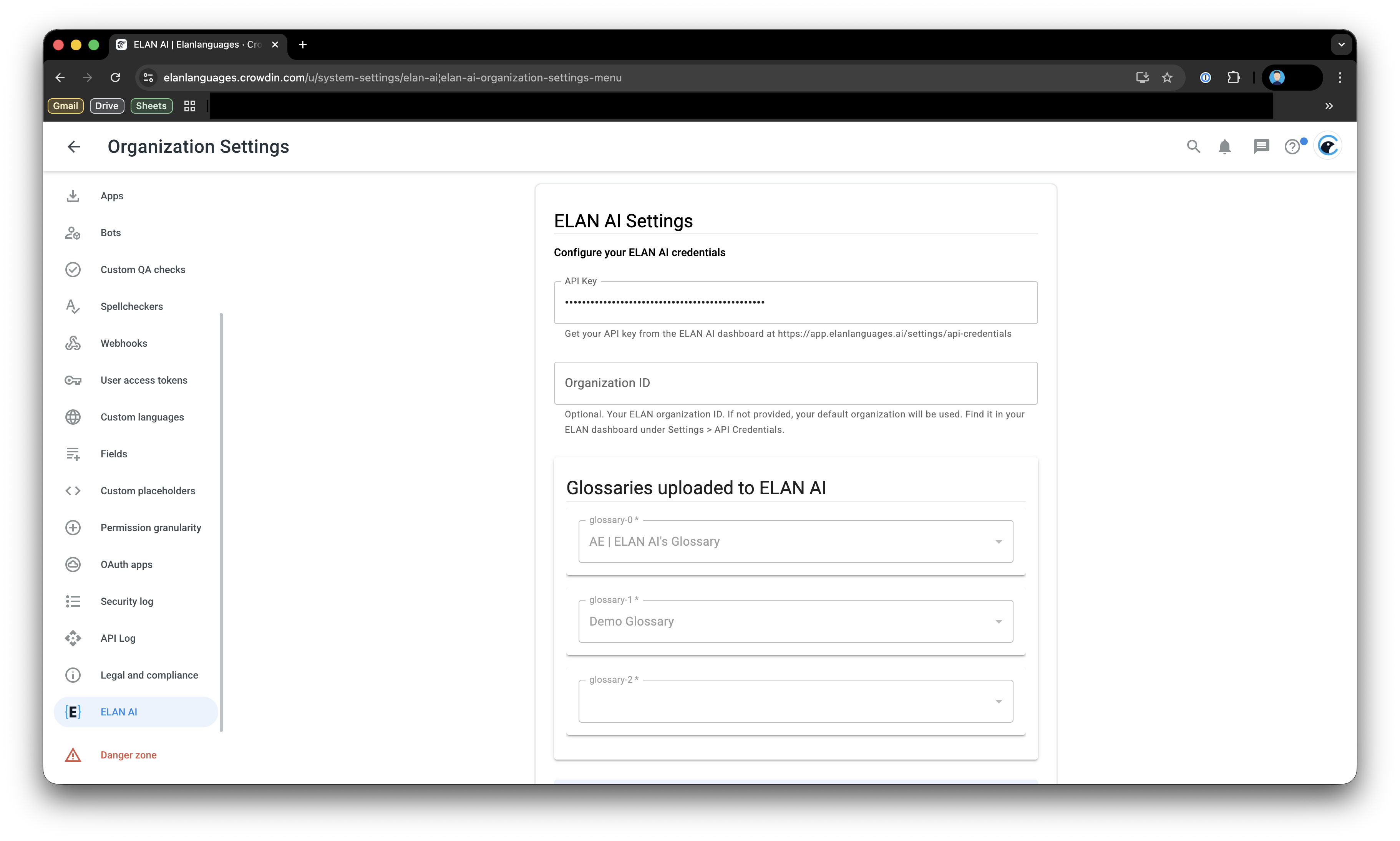 How to set up ELAN AI in Crowdin