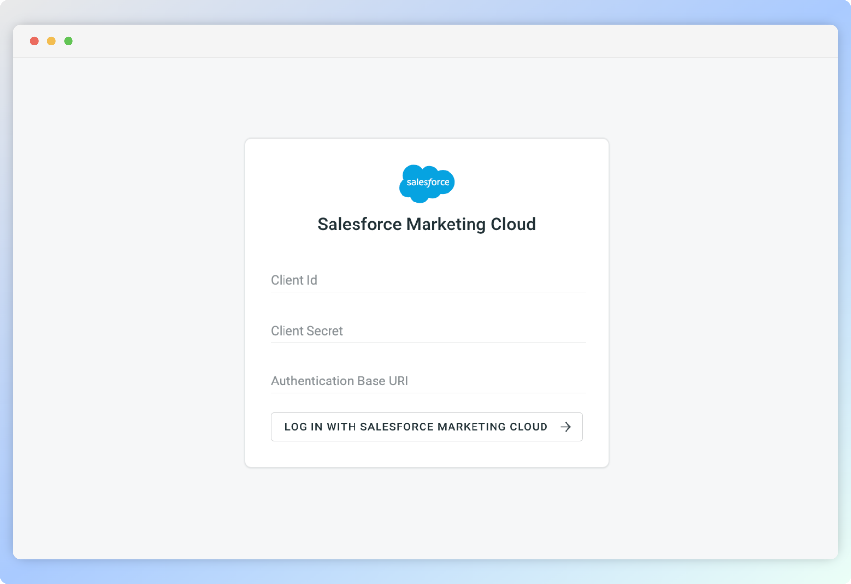 Salesforce Marketing Cloud configuration. Screenshot