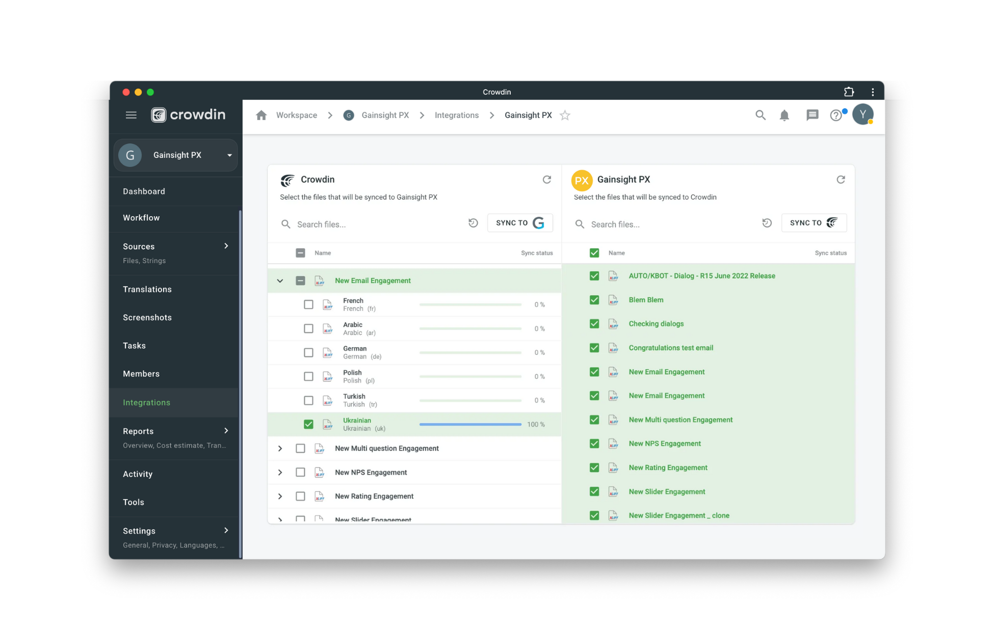 Gainsight PX translation synchronization. Gainsight PX translation synchronization