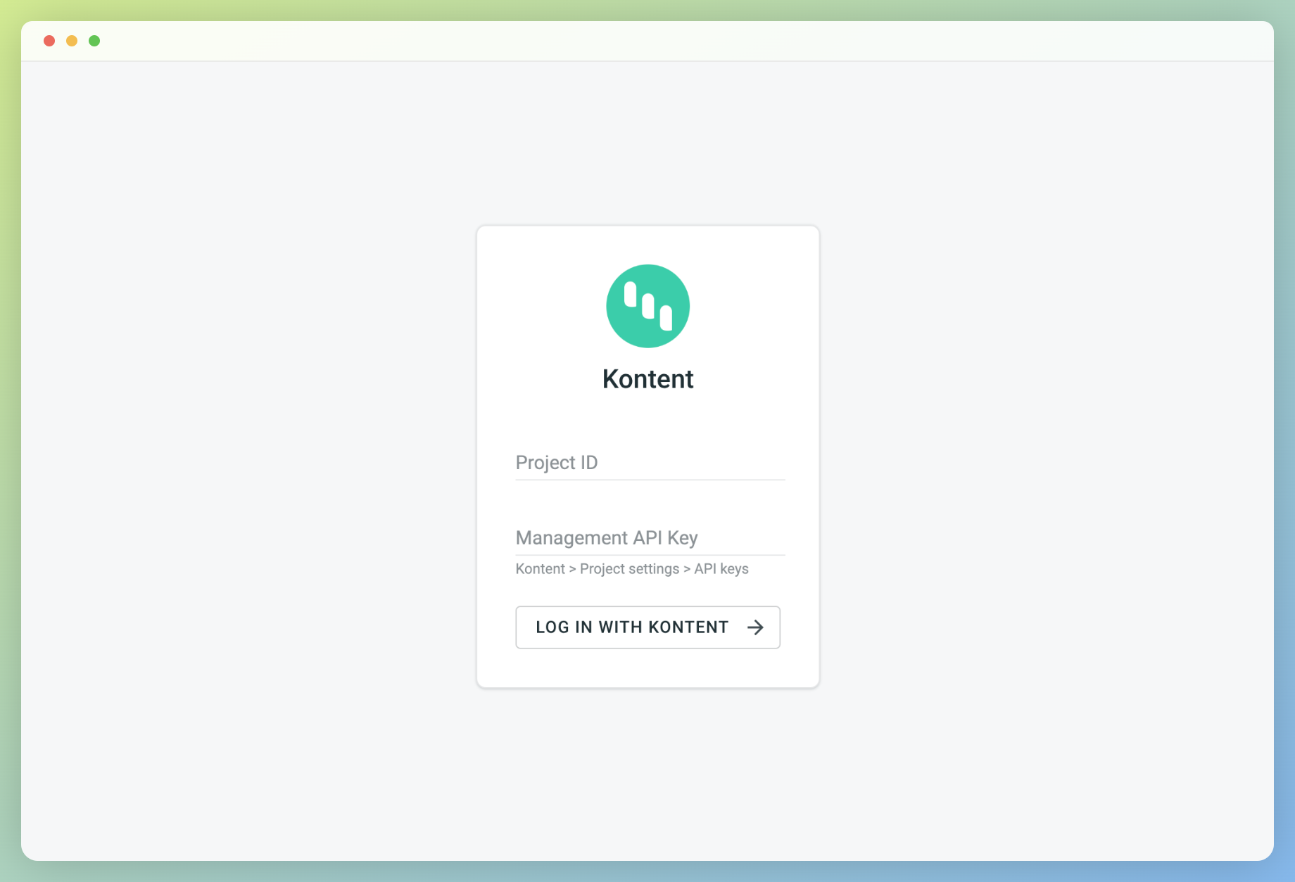 Kontent.ai configuration. Screenshot