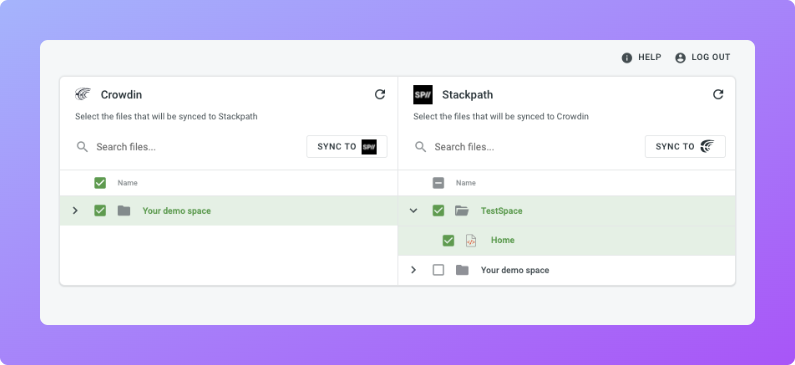 Stackpath translation synchronization. Screenshot