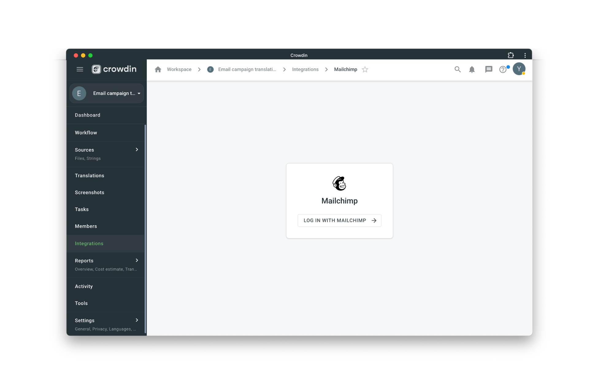 Translate our MailChimp campaigns in Crowdin