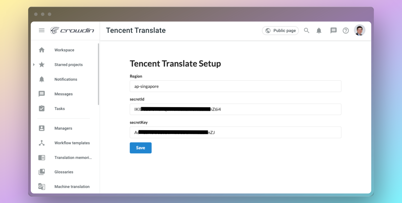 Tencent Translate in Crowdin