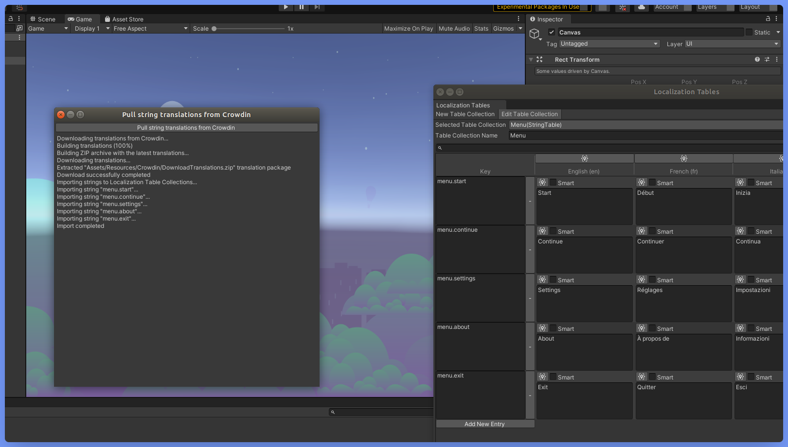 Pull strings translations from Crowdin to Unity