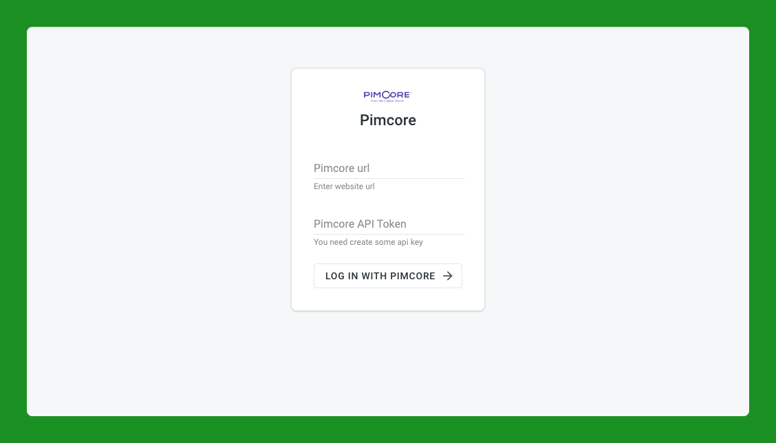 Pimcore configuration. Screenshot